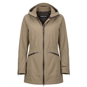Marmot MemBrain Khaki Waterproof Hooded Rain Jacket Trench Coat Women's Size XS